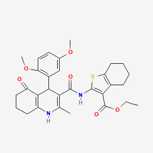 Ethyl 2-({[4-(2,5-dimethoxyphenyl)-2-methyl-5-oxo-1,4,5,6,7,8-hexahydroquinolin-3-yl]carbonyl}amino)-4,5,6,7-tetrahydro-1-benzothiophene-3-carboxylate