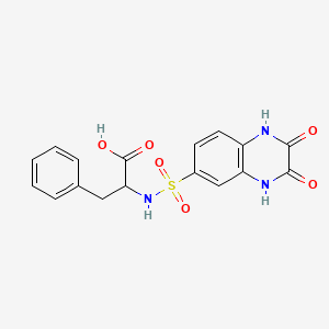 molecular formula C17H15N3O6S B11074378 N-[(2,3-dioxo-1,2,3,4-tetrahydroquinoxalin-6-yl)sulfonyl]phenylalanine 