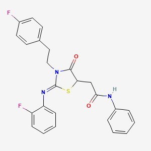 molecular formula C25H21F2N3O2S B11074383 2-{(2Z)-3-[2-(4-fluorophenyl)ethyl]-2-[(2-fluorophenyl)imino]-4-oxo-1,3-thiazolidin-5-yl}-N-phenylacetamide 