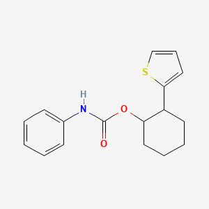 molecular formula C17H19NO2S B11074386 Carbamic acid, phenyl-, 2-(2-thienyl)cyclohexyl ester 