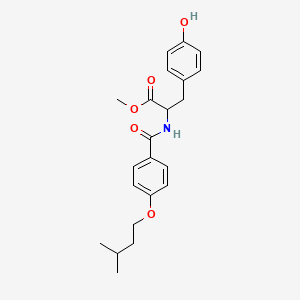 molecular formula C22H27NO5 B11074464 Benzenepropanoic acid, 4-hydroxy-alpha-[[4-(3-methylbutoxy)benzoyl]amino]-, methyl ester 