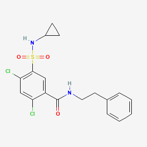 molecular formula C18H18Cl2N2O3S B11074484 2,4-dichloro-5-(cyclopropylsulfamoyl)-N-(2-phenylethyl)benzamide 