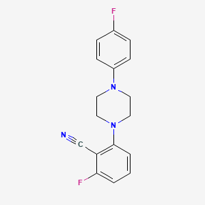 molecular formula C17H15F2N3 B11074487 2-Fluoro-6-[4-(4-fluorophenyl)piperazin-1-yl]benzonitrile 