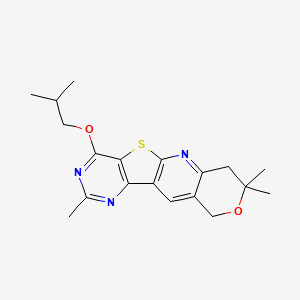 molecular formula C19H23N3O2S B11074493 1-Isobutoxy-3,8,8-trimethyl-8,9-dihydro-6H-7-oxa-11-thia-2,4,10-triaza-benzo[b]fluorene CAS No. 488797-12-2