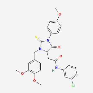 N-(3-chlorophenyl)-2-[3-(3,4-dimethoxybenzyl)-1-(4-methoxyphenyl)-5-oxo-2-thioxoimidazolidin-4-yl]acetamide