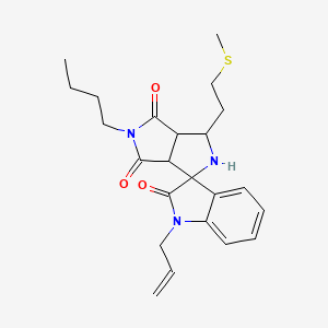 molecular formula C23H29N3O3S B11074513 1-Allyl-5'-butyl-3'-[2-(methylthio)ethyl]-3A',6A'-dihydro-2'H-spiro[indole-3,1'-pyrrolo[3,4-C]pyrrole]-2,4',6'(1H,3'H,5'H)-trione 