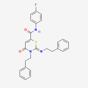 (2Z)-N-(4-fluorophenyl)-4-oxo-3-(2-phenylethyl)-2-[(2-phenylethyl)imino]-3,4-dihydro-2H-1,3-thiazine-6-carboxamide