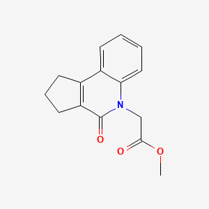 molecular formula C15H15NO3 B11074559 (4-Oxo-1,2,3,4-tetrahydrocyclopenta[c]quinolin-5-yl)acetic acid, methyl ester 