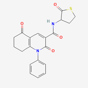 molecular formula C20H18N2O4S B11074575 2,5-dioxo-N-(2-oxotetrahydrothien-3-yl)-1-phenyl-1,2,5,6,7,8-hexahydroquinoline-3-carboxamide 