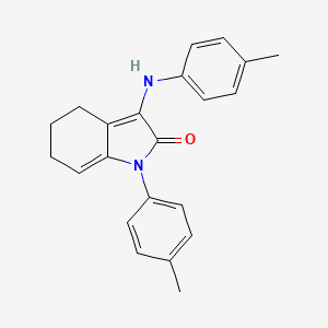 molecular formula C22H22N2O B11074620 2H-Indol-2-one, 1,4,5,6-tetrahydro-1-(4-methylphenyl)-3-[(4-methylphenyl)amino]- 