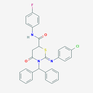 molecular formula C30H23ClFN3O2S B11074626 (2Z)-2-[(4-chlorophenyl)imino]-3-(diphenylmethyl)-N-(4-fluorophenyl)-4-oxo-1,3-thiazinane-6-carboxamide 