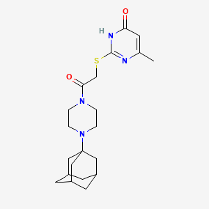 molecular formula C21H30N4O2S B11074627 2-({2-[4-(1-Adamantyl)piperazino]-2-oxoethyl}sulfanyl)-6-methyl-4(3H)-pyrimidinone 