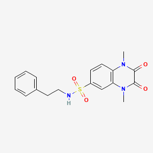 molecular formula C18H19N3O4S B11074628 1,4-dimethyl-2,3-dioxo-N-(2-phenylethyl)-1,2,3,4-tetrahydroquinoxaline-6-sulfonamide 