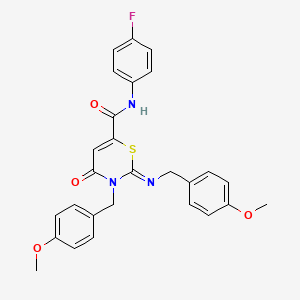 molecular formula C27H24FN3O4S B11074645 (2Z)-N-(4-fluorophenyl)-3-(4-methoxybenzyl)-2-[(4-methoxybenzyl)imino]-4-oxo-3,4-dihydro-2H-1,3-thiazine-6-carboxamide 