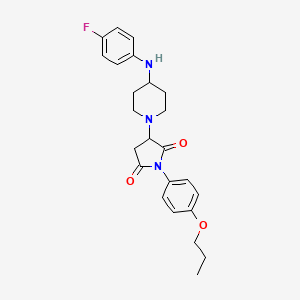 molecular formula C24H28FN3O3 B11074662 3-{4-[(4-Fluorophenyl)amino]piperidin-1-yl}-1-(4-propoxyphenyl)pyrrolidine-2,5-dione 