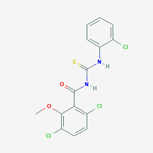 molecular formula C15H11Cl3N2O2S B11074664 3,6-dichloro-N-[(2-chlorophenyl)carbamothioyl]-2-methoxybenzamide 