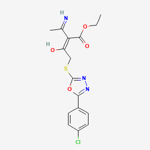 molecular formula C16H16ClN3O4S B11074670 ethyl (2E)-3-amino-2-({[5-(4-chlorophenyl)-1,3,4-oxadiazol-2-yl]sulfanyl}acetyl)but-2-enoate 