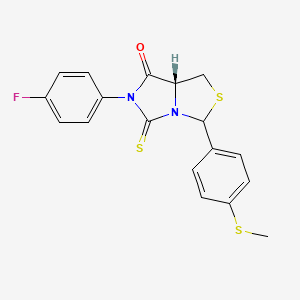 molecular formula C18H15FN2OS3 B11074701 (7aR)-6-(4-fluorophenyl)-3-[4-(methylsulfanyl)phenyl]-5-thioxotetrahydro-7H-imidazo[1,5-c][1,3]thiazol-7-one 