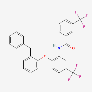 molecular formula C28H19F6NO2 B11074774 N-[2-(2-benzylphenoxy)-5-(trifluoromethyl)phenyl]-3-(trifluoromethyl)benzamide 