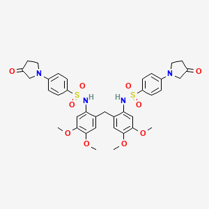 molecular formula C37H40N4O10S2 B11074786 N,N'-[Methylenebis(4,5-dimethoxy-2,1-phenylene)]bis[4-(3-oxo-1-pyrrolidinyl)benzenesulfonamide] 