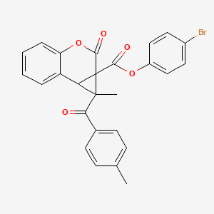 molecular formula C26H19BrO5 B11074799 4-bromophenyl 1-methyl-1-[(4-methylphenyl)carbonyl]-2-oxo-1,7b-dihydrocyclopropa[c]chromene-1a(2H)-carboxylate 