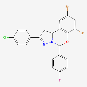 molecular formula C22H14Br2ClFN2O B11074823 7,9-Dibromo-2-(4-chlorophenyl)-5-(4-fluorophenyl)-1,10b-dihydropyrazolo[1,5-c][1,3]benzoxazine 