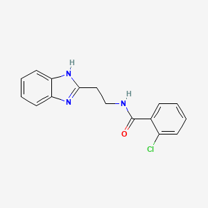 molecular formula C16H14ClN3O B11074840 N-[2-(1H-benzimidazol-2-yl)ethyl]-2-chlorobenzamide 