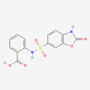 molecular formula C14H10N2O6S B11074859 2-{[(2-Oxo-2,3-dihydro-1,3-benzoxazol-6-yl)sulfonyl]amino}benzoic acid 