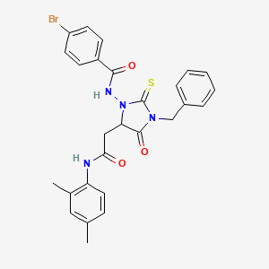 molecular formula C27H25BrN4O3S B11074869 N-(3-benzyl-5-{2-[(2,4-dimethylphenyl)amino]-2-oxoethyl}-4-oxo-2-thioxoimidazolidin-1-yl)-4-bromobenzamide 