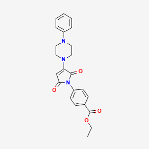 molecular formula C23H23N3O4 B11074884 ethyl 4-[2,5-dioxo-3-(4-phenylpiperazin-1-yl)-2,5-dihydro-1H-pyrrol-1-yl]benzoate 