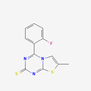 molecular formula C12H8FN3S2 B11074895 4-(2-fluorophenyl)-7-methyl-2H-[1,3]thiazolo[3,2-a][1,3,5]triazine-2-thione 