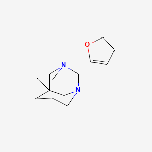 molecular formula C14H20N2O B11074923 2-(2-Furyl)-5,7-dimethyl-1,3-diazatricyclo[3.3.1.1~3,7~]decane 