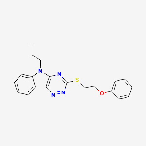 molecular formula C20H18N4OS B11074974 3-[(2-phenoxyethyl)sulfanyl]-5-(prop-2-en-1-yl)-5H-[1,2,4]triazino[5,6-b]indole 