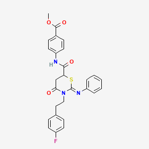 molecular formula C27H24FN3O4S B11074977 methyl 4-({[(2Z)-3-[2-(4-fluorophenyl)ethyl]-4-oxo-2-(phenylimino)-1,3-thiazinan-6-yl]carbonyl}amino)benzoate 