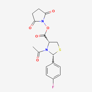 1-({[(2R,4R)-3-acetyl-2-(4-fluorophenyl)-1,3-thiazolidin-4-yl]carbonyl}oxy)pyrrolidine-2,5-dione