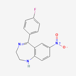 molecular formula C15H12FN3O2 B11075005 5-(4-fluorophenyl)-7-nitro-2,3-dihydro-1H-1,4-benzodiazepine 