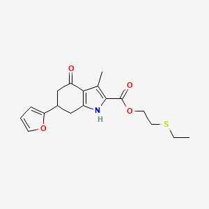 molecular formula C18H21NO4S B11075043 2-(ethylsulfanyl)ethyl 6-(furan-2-yl)-3-methyl-4-oxo-4,5,6,7-tetrahydro-1H-indole-2-carboxylate 