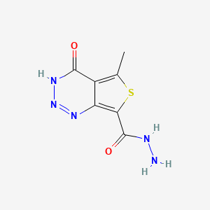 molecular formula C7H7N5O2S B11075067 5-Methyl-4-oxo-3,4-dihydrothieno[3,4-d][1,2,3]triazine-7-carbohydrazide 