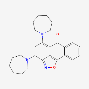 molecular formula C26H29N3O2 B11075069 3,5-DI(1-Azepanyl)-6H-anthra[1,9-CD]isoxazol-6-one 