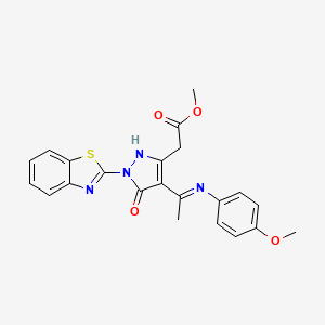 2-[(4E)-1-(1,3-benzothiazol-2-yl)-4-[1-(4-methoxyanilino)ethylidene]-5-oxo-3-pyrazolyl]acetic acid methyl ester