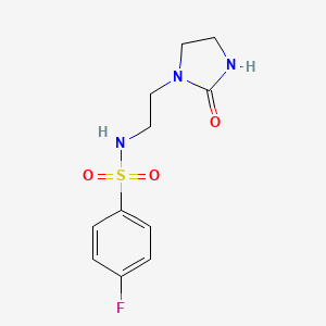 molecular formula C11H14FN3O3S B11075109 4-fluoro-N-[2-(2-oxoimidazolidin-1-yl)ethyl]benzenesulfonamide 