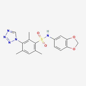 N-(1,3-benzodioxol-5-yl)-2,4,6-trimethyl-3-(1H-tetrazol-1-yl)benzenesulfonamide