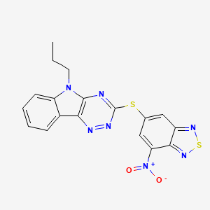 molecular formula C18H13N7O2S2 B11075120 3-[(7-nitro-2,1,3-benzothiadiazol-5-yl)sulfanyl]-5-propyl-5H-[1,2,4]triazino[5,6-b]indole 