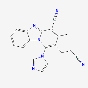 molecular formula C19H14N6 B11075139 2-(2-cyanoethyl)-1-(1H-imidazol-1-yl)-3-methylpyrido[1,2-a]benzimidazole-4-carbonitrile 