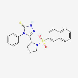 molecular formula C22H20N4O2S2 B11075168 5-[1-(naphthalen-2-ylsulfonyl)pyrrolidin-2-yl]-4-phenyl-4H-1,2,4-triazole-3-thiol 