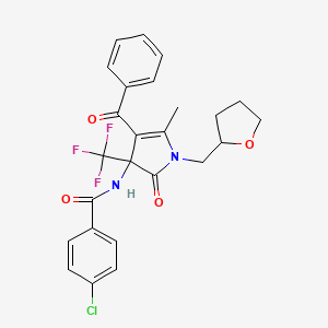 4-chloro-N-[5-methyl-2-oxo-4-(phenylcarbonyl)-1-(tetrahydrofuran-2-ylmethyl)-3-(trifluoromethyl)-2,3-dihydro-1H-pyrrol-3-yl]benzamide