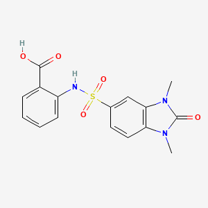 molecular formula C16H15N3O5S B11075185 2-(1,3-Dimethyl-2-oxo-2,3-dihydro-1H-benzoimidazole-5-sulfonylamino)-benzoic acid 