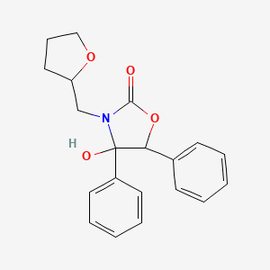 molecular formula C20H21NO4 B11075241 2(3H)-Oxazolone, dihydro-4-hydroxy-4,5-diphenyl-3-[(tetrahydro-2-furanyl)methyl]- 