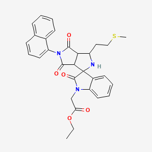 molecular formula C30H29N3O5S B11075248 Ethyl [3'-[2-(methylthio)ethyl]-5'-(1-naphthyl)-2,4',6'-trioxo-3',3A',4',5',6',6A'-hexahydro-2'H-spiro[indole-3,1'-pyrrolo[3,4-C]pyrrol]-1(2H)-YL]acetate 