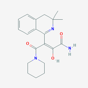 (3E)-3-(3,3-dimethyl-3,4-dihydroisoquinolin-1(2H)-ylidene)-2,4-dioxo-4-(piperidin-1-yl)butanamide